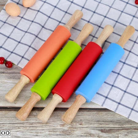 Sucitor din Silicon cu Ax Rotativ si Manere din Lemn de Bambus, pentru Modelat Aluatul, Calitate si Design Premium, 10cm [5]