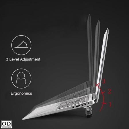 Suport Auto-Adeziv pentru Notebook sau Laptop din Aluminiu, Reglabil pe 4 Nivele, Design Premium, Universal [5]