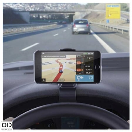 Suport Auto pentru Telefon sau GPS cu Prindere pe Bord Sofer de tip HUD, Universal Compatibil, Premium, Negru [2]