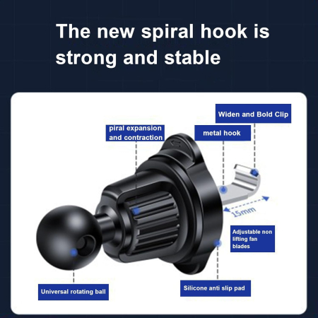 Suport Auto pentru Telefon, , MagSafe, cu Magnet, Prindere Grila de Ventilatie, Detalii Fine, Rotativ 360 de Grade, Plastic Magnet Silicon, 5.1x3.9 cm, Negru [2]