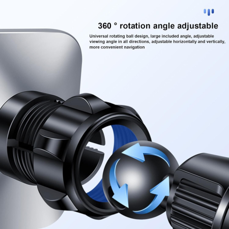 Suport Auto pentru Telefon, , MagSafe, cu Magnet, Prindere Grila de Ventilatie, Detalii Fine, Rotativ 360 de Grade, Plastic Magnet Silicon, 5.1x3.9 cm, Negru [4]