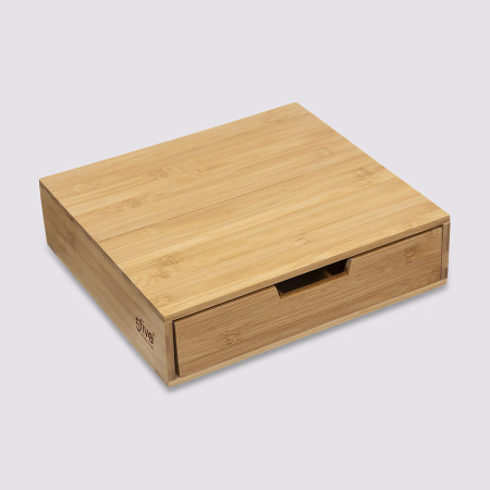 Suport capsule 5Five din bambus cu sertar mare si separatoare detasabile, 35x31x8 cm, natur [1]