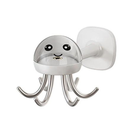 Diverse Casa - Suport Cuier pentru Perete, , Model Caracatita, Adeziv, 10 x 8.5 cm, 6 Brate, Alb