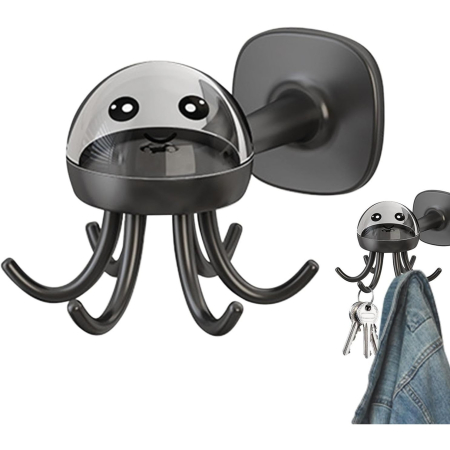 Suport Cuier pentru Perete, , Model Caracatita, Adeziv, 10 x 8.5 cm, 6 Brate, Gri [3]