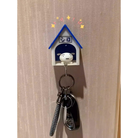 Suport de Chei, , Model Casuta si Breloc Caine Alb, 7x6x4cm [7]