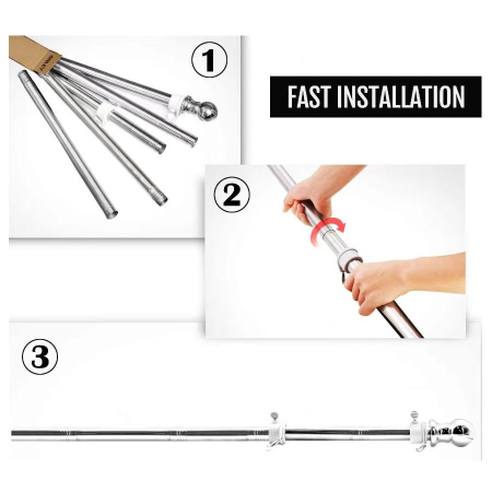 Suport de Steag, , 180 cm, Argintiu [2]