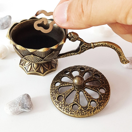 Suport de Tamaiat Lotus din Aliaj de Zinc, Ignifug, cu Maner, 9.7 x 4.8 x 4.7 cm, 56 g, Bronz | ORIGINAL DEALS [6]