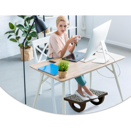 Suport Ergonimic pentru Picioare, , Plastic, cu Role de Masaj pentru Talpi, pentru Birou, Usor de Transportat, Detasabil, 33.5x24x12 cm, Negru [4]
