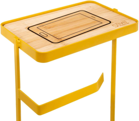 Suport hartie igienica 5Five cu raft depozitare, otel, 18x12x59 cm, galben [2]