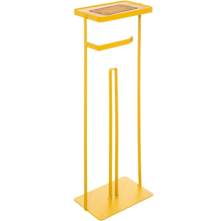 ✨TOATE PRODUSELE✨ - Suport hartie igienica 5Five cu raft depozitare, otel, 18x12x59 cm, galben