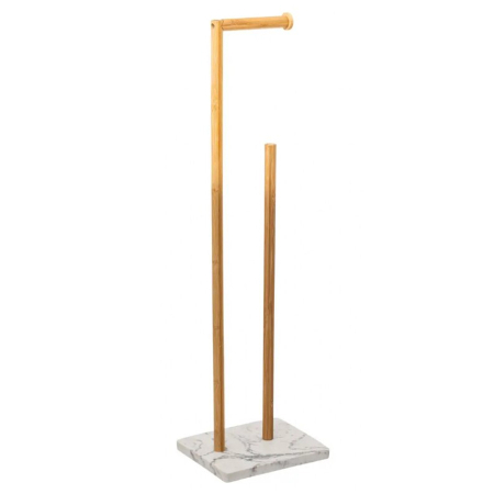 Casă - Suport hartie igienica 5Five Lea cu spatiu depozitare, bambus, 22x18x78 cm, alb si maro