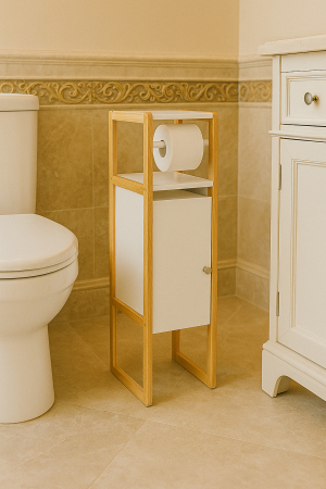 Suport hartie igienica 5Five Natureo cu dulapior, MDF, 33x20x80 cm, alb [2]