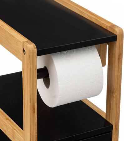 Suport hartie igienica 5Five Natureo cu dulapior, MDF, 33x20x80 cm, negru [3]