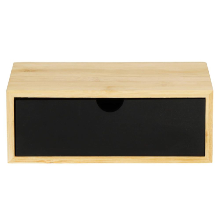 Suport hartie igienica din otel cu sertar depozitare, sistem montare inclus, 22cm, negru bej [15]