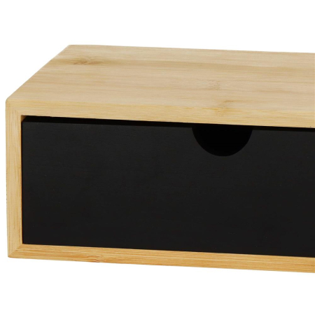 Suport hartie igienica din otel cu sertar depozitare, sistem montare inclus, 22cm, negru bej [14]