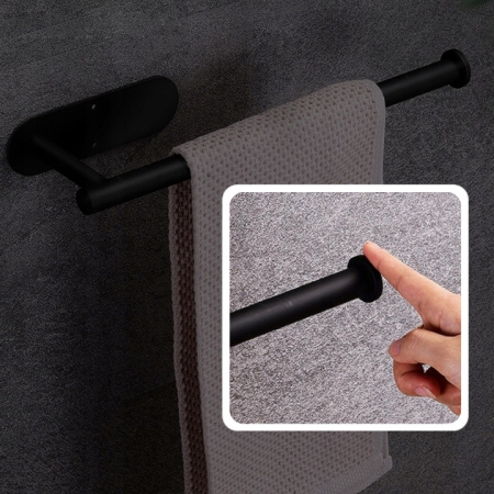 Suport hartie igienica din otel, prindere fara gaurire, 33.5cm, negru [7]