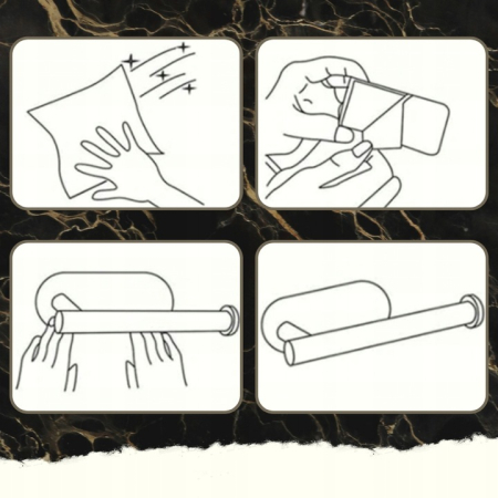 Suport hartie igienica din otel, prindere fara gaurire, 33.5cm, negru [8]