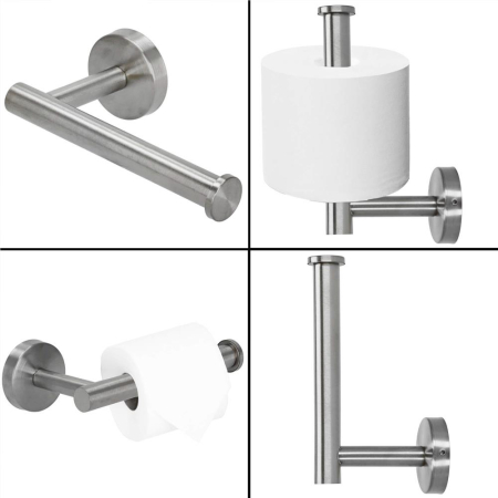 Suport hartie igienica din otel, sistem montare inclus, 16cm, argintiu lucios [12]