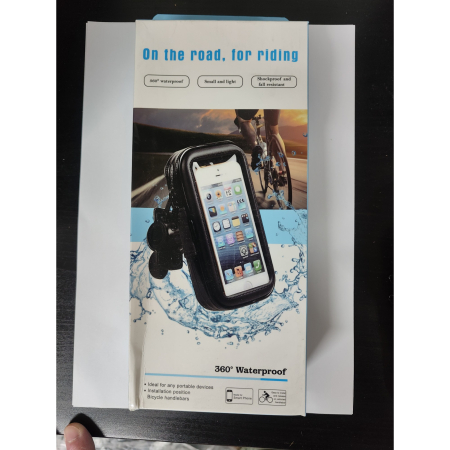 Suport husa telefon mobil pentru bicicleta si motocicleta, rezistent apa si socuri, touchscreen, 360 rotativ, negru, marime L ≤ 5.5 inch [1]