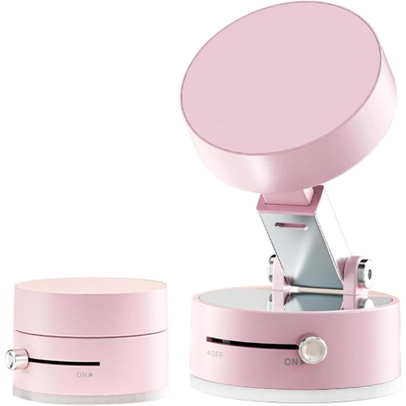 Suport Magnetic Auto pentru Telefon, , cu Ventuza, Pliabil și Retractabil, Fixare prin Vid și Magnet, Rotativ 360°, Roz [4]