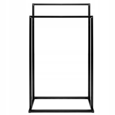 Suport metalic de baie pentru prosoape, cu 2 standuri, 84 cm, negru [1]