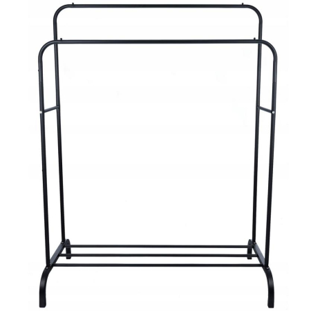 Umerase si huse haine - Suport metalic pentru haine 110x55x145 cm, cu bara dubla si raft pentru incaltaminte, negru