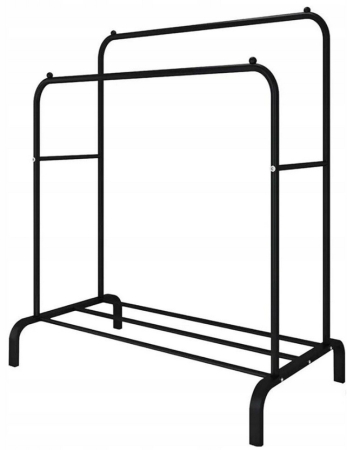 Suport metalic pentru haine 110x55x145 cm, cu bara dubla si raft pentru incaltaminte, negru [3]