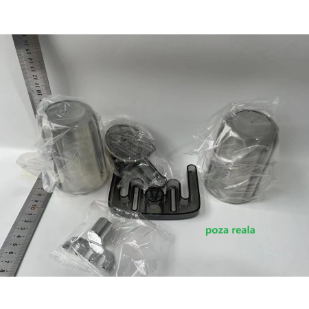 Suport Multifunctional Dublu, Pahar si Suport pentru Periuta de Dinti, , Plastic, 11 cm x 11.5 cm, Gri [1]