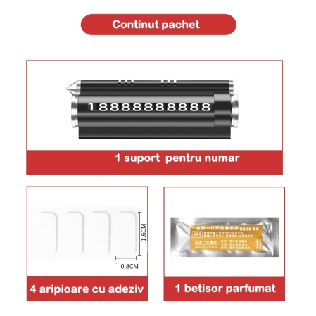 Suport numar de telefon cu odorizant pentru parcare Negru [5]
