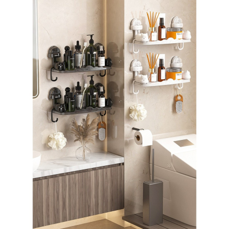 Suport pentru Baie, , Montare pe Perete, Model Pisicute, ABS, Adeziv, Raft pentru Depozitare, 33.4x17.7 cm, Negru [3]