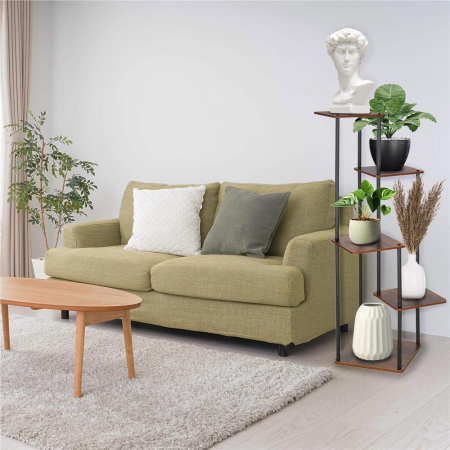 Suport pentru flori, 106x58 cm, negru/maro deschis – 5 rafturi, structura metalica, design modern [11]