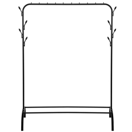 Suport pentru haine cu cadru metalic, cu sina de agatat si carlige cuier, 40x110x146cm, negru [7]