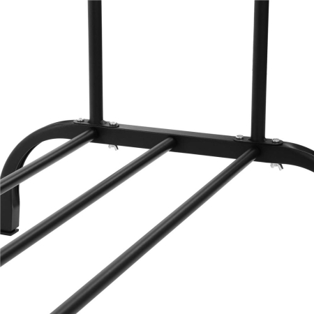 Suport pentru haine cu cadru metalic, cu sina dubla de agatat si carlige cuier, 55x110x146cm, negru [9]