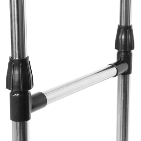 Suport pentru haine pe roti, sina dubla, reglabil pe inaltime si latime, din aluminiu cromat, 155x45x150cm, argintiu [4]