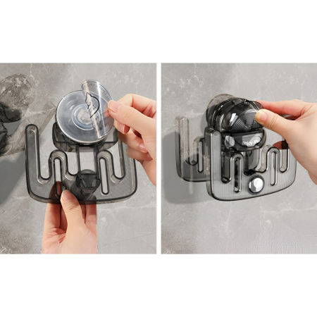 Suport pentru Incaltamintea de Casa, , fara Perforare, Montare pe Perete, Prindere Adeziva, 11.6x11x4.8cm, Gri Transparent [4]