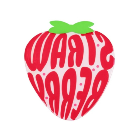 Accesorii Bucătărie - Suport pentru Pahar, , Model Capsuna, din PVC, 15.5 x 15.5 cm, Rezistent la Caldura, Roz/Rosu