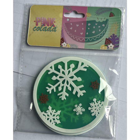 Suport pentru Pahar, , Model Fulg de Nea, din PVC, 10 cm, Rezistent la Caldura, Verde [1]