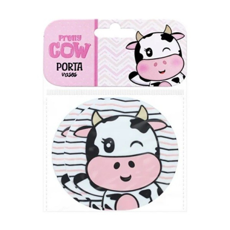 Suport pentru Pahar, , Model Vacuta, din PVC, 10 cm, Rezistent la Caldura, Alb/Negru [3]