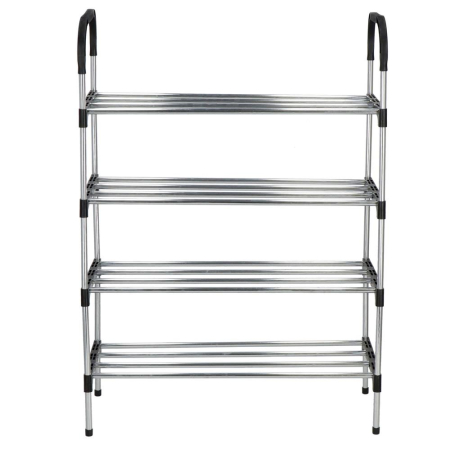 Suport pentru pantofi, 4 rafturi, cadru metalic, 84x28x60cm, negru si argintiu [2]
