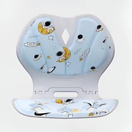 Suport pentru Scaun, , pentru Corectarea Posturii, Portabil, Pliabil, Ergonomic, Ameliorare Durere, Respirabil, 35x32x30 cm, Marime L, Model Rachete, Albastru [7]