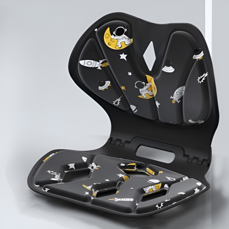 Suport pentru Scaun, , pentru Corectarea Posturii, Portabil, Pliabil, Ergonomic, Ameliorare Durere, Respirabil, 35x32x30 cm, Marime L, Model Rachete, Negru [4]