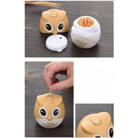 Suport pentru Scobitori, , Model Bufnita, Multifunctional, 8.3x7.8 cm, Portocaliu [4]