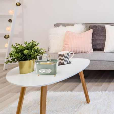 Suport pentru Servetele, , Cutie Multifunctionala, Design Minimalist, ABS, cu Suport pentru Obiectele Personale, pentru Birou, 21x15x13 cm, Verde [6]