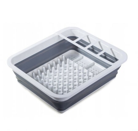 Suport de vase Multifunctional cu Sita pentru Scurgere si Sistem pentru Stocare Tacamuri, Pliabil, Premium din Silicon [11]