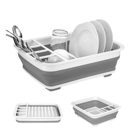 Suport de vase Multifunctional cu Sita pentru Scurgere si Sistem pentru Stocare Tacamuri, Pliabil, Premium din Silicon [8]