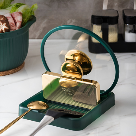 Suport Pliabil, , pentru Capace, Linguri, Multifunctional, Plasare pe Blatul de Bucatarie, 18.9x16.2x2.6 cm, Verde [11]