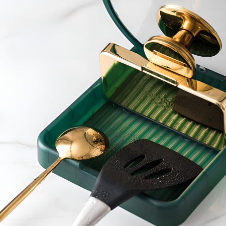 Suport Pliabil, , pentru Capace, Linguri, Multifunctional, Plasare pe Blatul de Bucatarie, 18.9x16.2x2.6 cm, Verde [10]