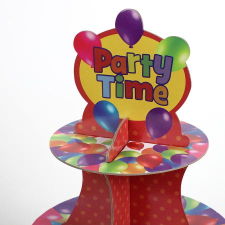 Suport Prajituri, , 3 Etaje, Design de Petrecere, pentru Prajituri, Candy Bar, din Carton, Rosu/Multicolor [1]