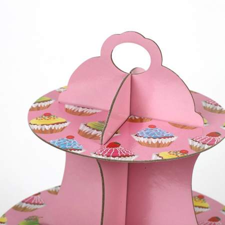 Suport Prajituri, , 3 Etaje, Design de Petrecere, pentru Prajituri, Candy Bar, din Carton, Roz/Multicolor [1]