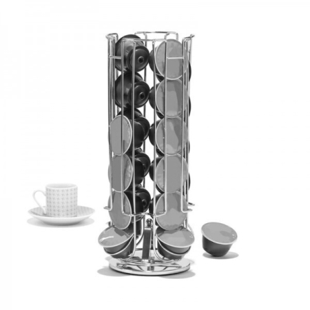 Suport rotativ capsule 5Five pentru Dolce Gusto, 24 spatii, otel cromat, 12x32 cm, argintiu [1]